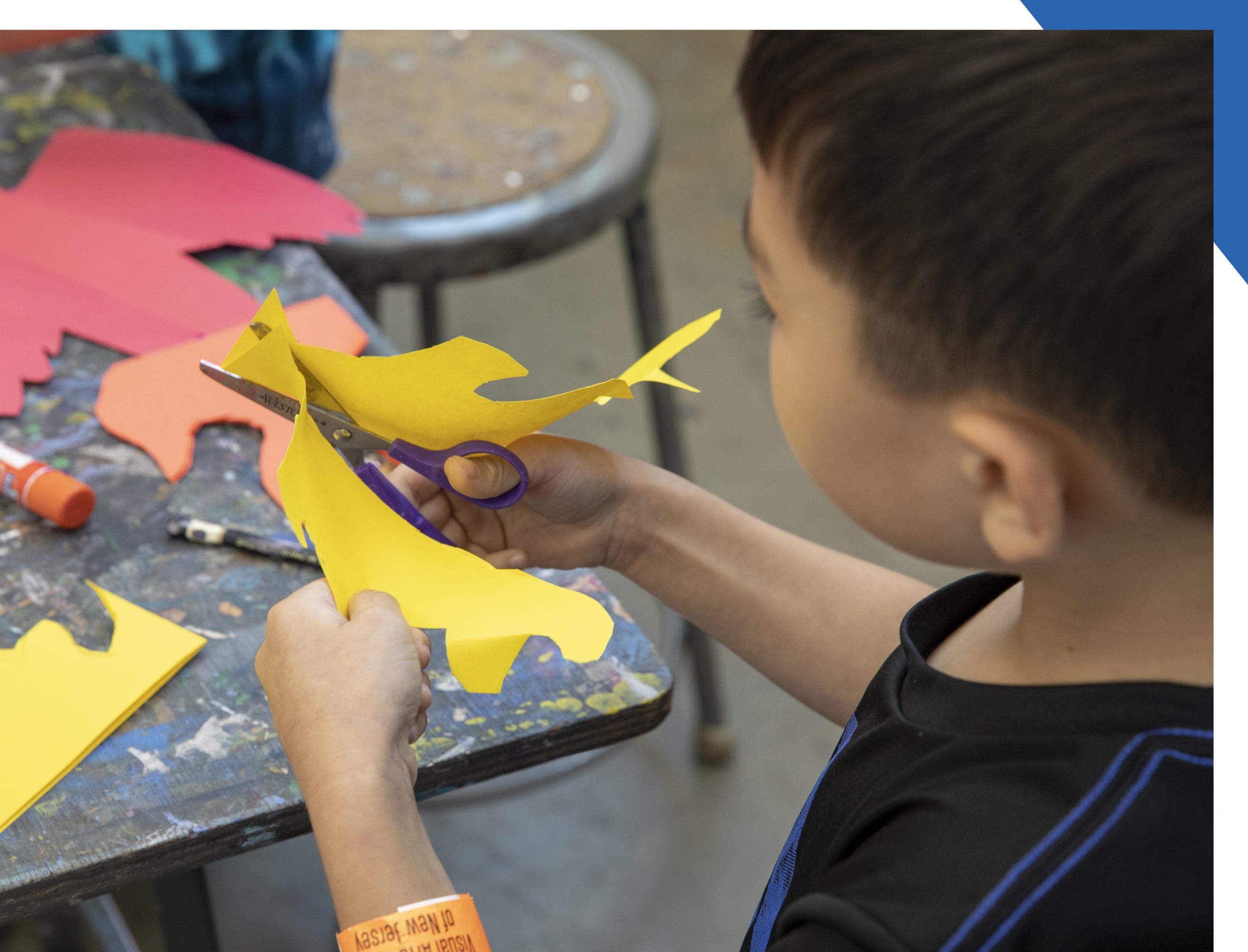 Child making an art project