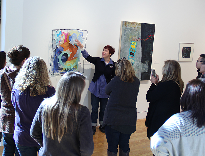 Artist speaking in the gallery