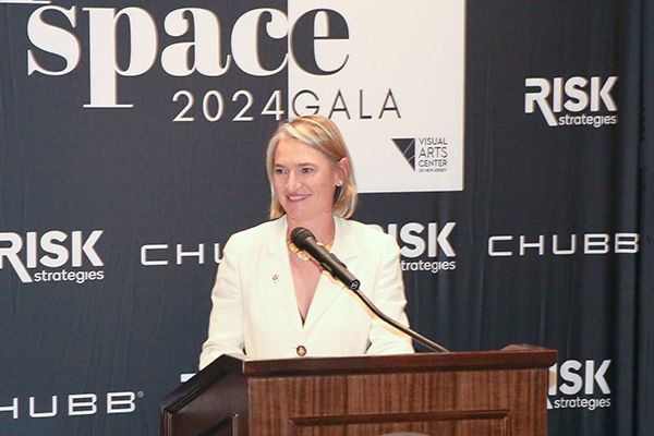 2024 Honoree Estelle Fournier making a speech at the Positive Space Gala.