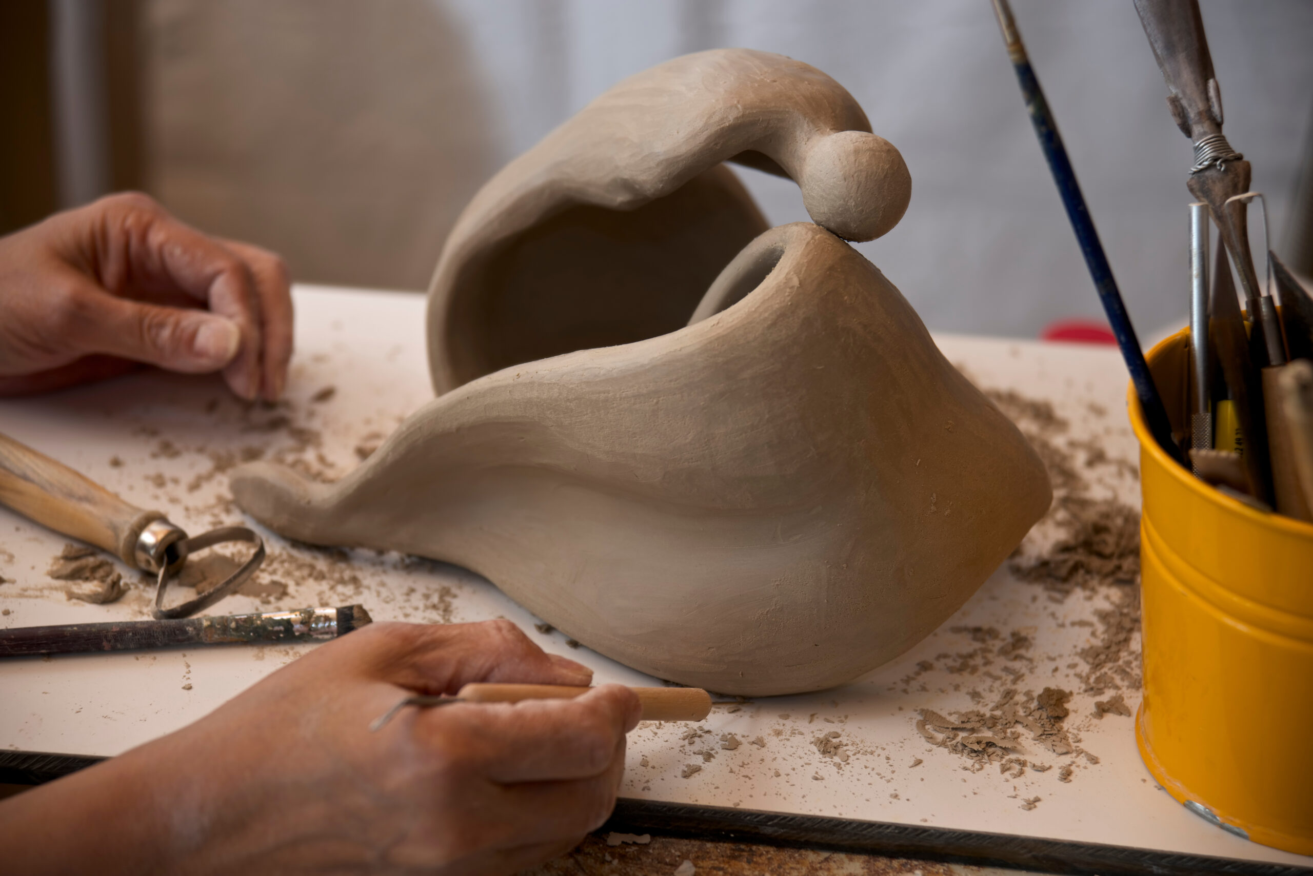 Artist taking an online art class
