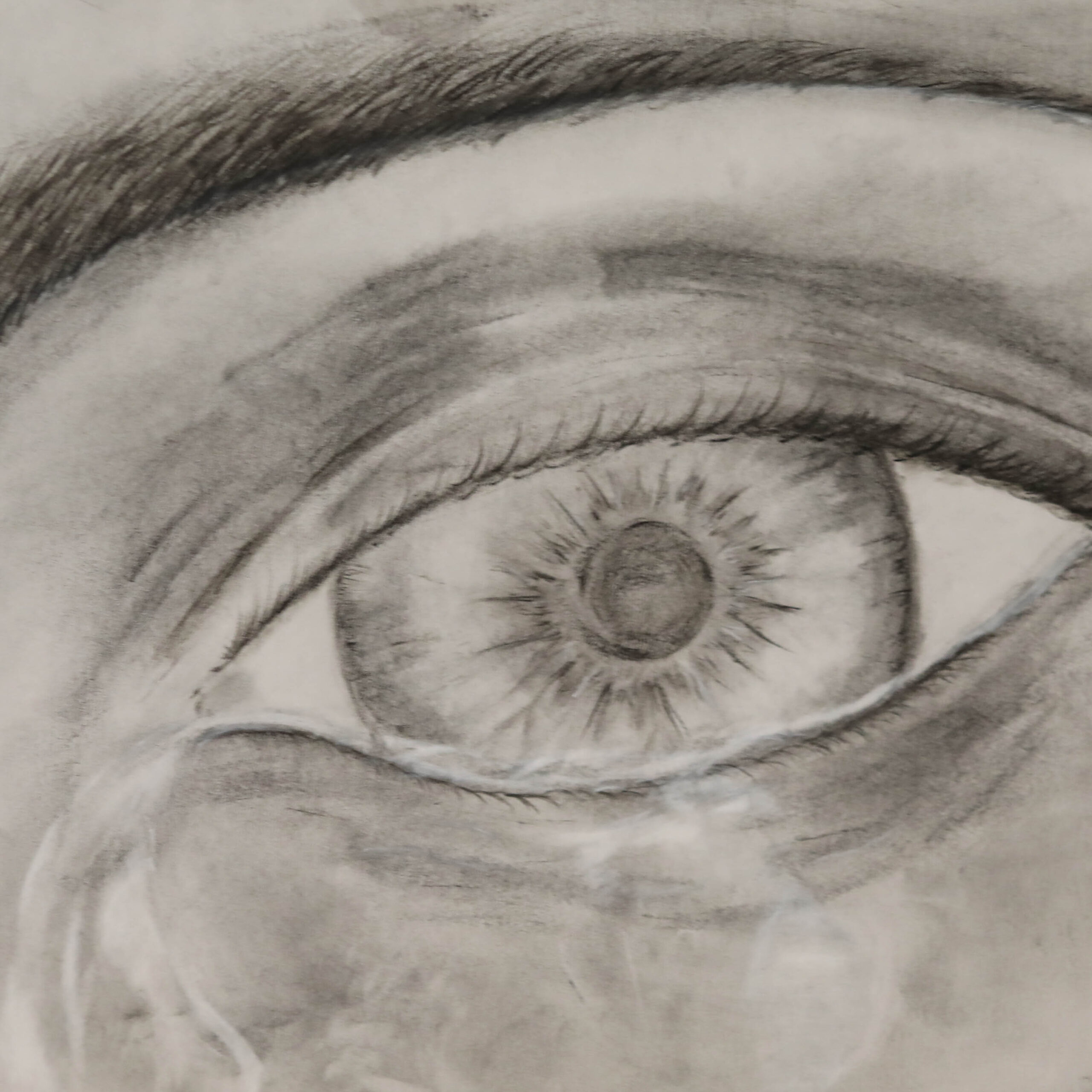 Abdul-Kha’leef Cason, Untitled (eye), 2024? Charcoal on paper? 9 x 12 inches, on 11 x 14 matboard, needs 11 x 14 frame Courtesy of the artist (artist does not wish to be anonymous) Location: DOC Commissioner’s Office