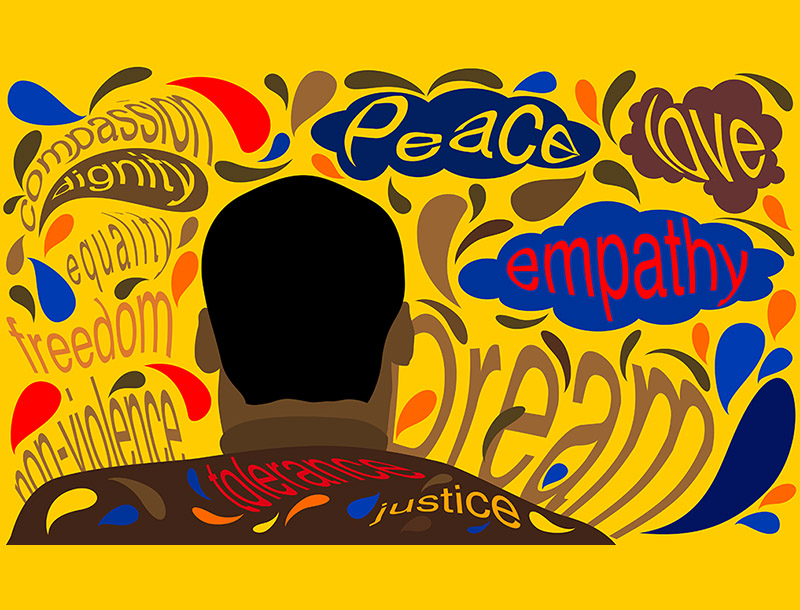 An abstract vector poster illustration for MLK day with typograp.