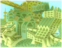 Michael Dal Cerro, Rising Waters, 2024, woodcut, 15 x 20 in. Courtesy of the artist.