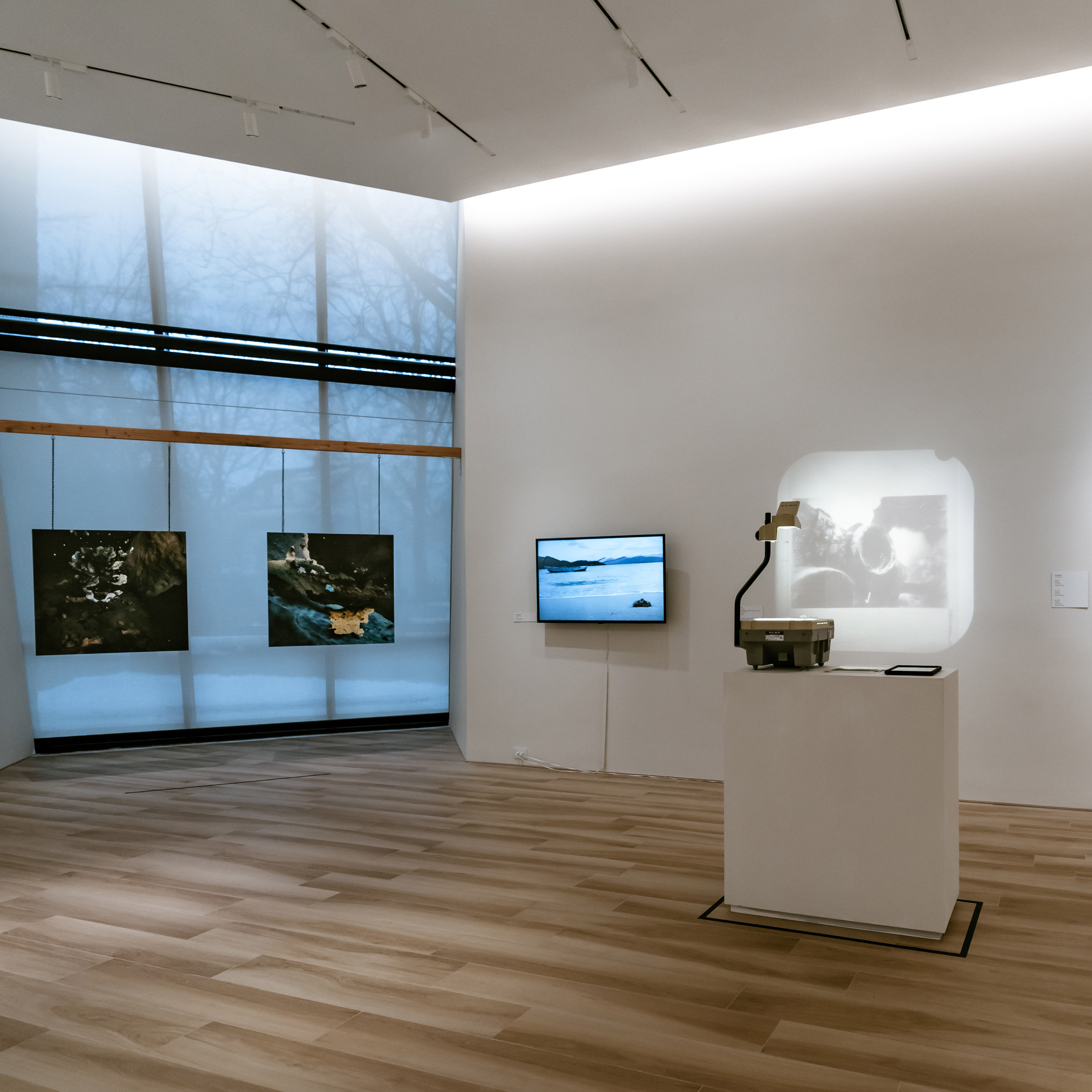 A view of the VACNJ gallery with the show ETA:Rerouted installed.