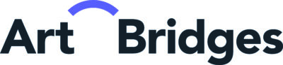 “Art Bridges” logo in black sans-serif text, with a curved blue arc above the space between the two words.